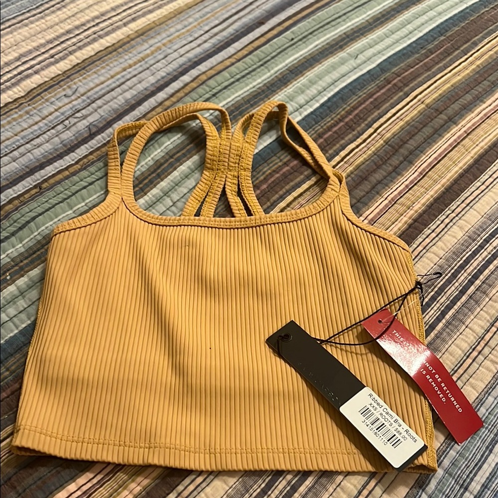 Carbon 38 Sunflower Yellow Ribbed Crop Top